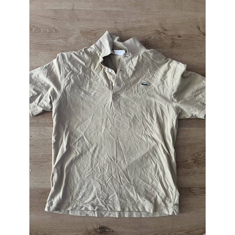 Lacoste Mens Cotton Short Sleeve Polo - Beige- Size 3 (small)